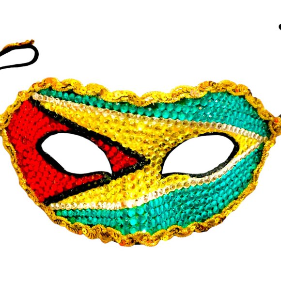 Guyana Masquerade Mask Covered in Crystals and Rhinestones - Picture 2 of 4